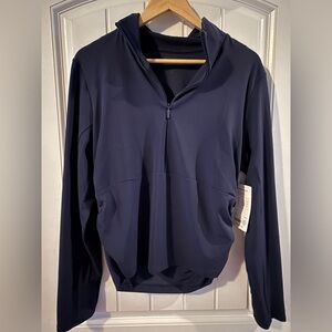 Athleta Transcend half zip Pullover in navy Blue XL NWT